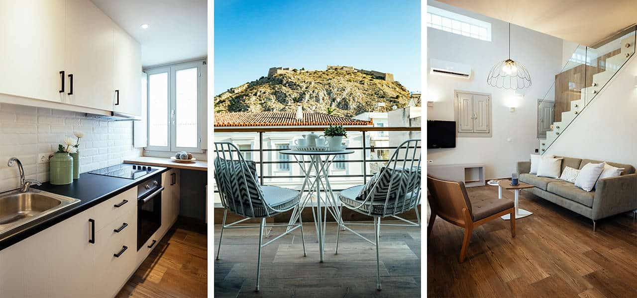 Elegant interior at Filoxenion Luxury Rooms & Lofts in Nafplio